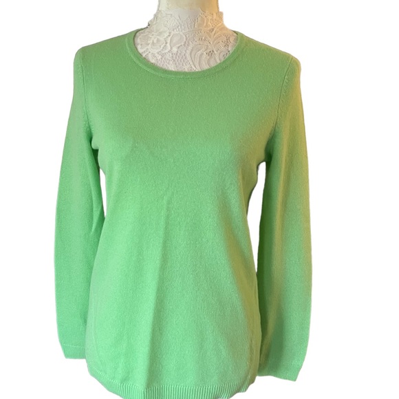 Talbots 100% Cashmere green long sleeve petite sweater size sp - Picture 3 of 8